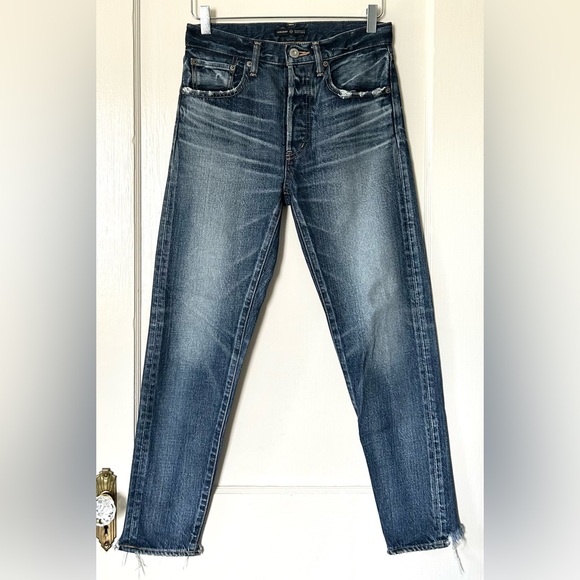 Moussy Denim - Moussy x Barneys High Rise Slim Straight Ankle Denim Medium Dark Rinse 25‎